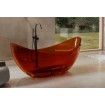 Ванна овальна окремостояча з матеріалу ResiCast Besco Axya Earth Rust 180x80x75 см, + сифон Black Matt, Охра, коричнево-червона, прозора ванна (WAA-180-ERB)