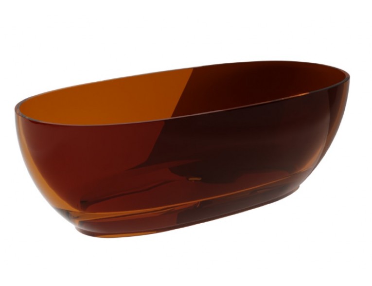 Ванна овальна окремостояча з матеріалу ResiCast Besco Mexa Earth Rust 170x78x55 см, + сифон Black Matt, Колір Охра - темно пігментно коричнево червоний, прозора ванна (WAM-170-ERB)
