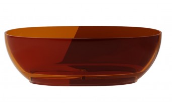 Ванна овальна окремостояча з матеріалу ResiCast Besco Mexa Earth Rust 170x78x55 см, + сифон Black Matt, Колір Охра - темно пігментно коричнево червоний, прозора ванна (WAM-170-ERB)
