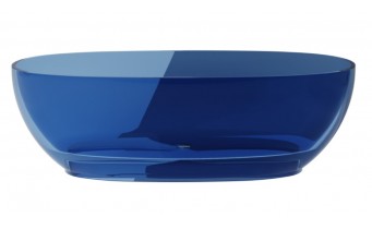 Ванна овальна окремостояча з матеріалу ResiCast Besco Mexa Blue Wave 170x78x55 см, + сифон Chrome, Синя хвиля, прозора ванна (WAM-170-BWC)