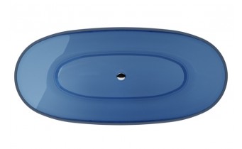 Ванна овальна окремостояча з матеріалу ResiCast Besco Mexa Blue Wave 170x78x55 см, + сифон Chrome, Синя хвиля, прозора ванна (WAM-170-BWC)