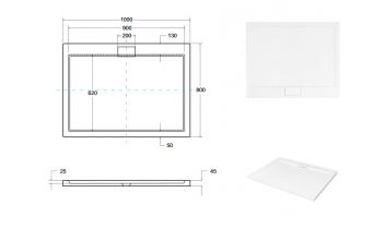 Душовий піддон акриловий, прямокутний Besco Axim Ultraslim 100x80 см (BAX-108-P)
