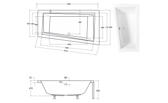 Ванна акрилова Besco Intima 160x90 L, асиметрична (WAIT-160-NL)