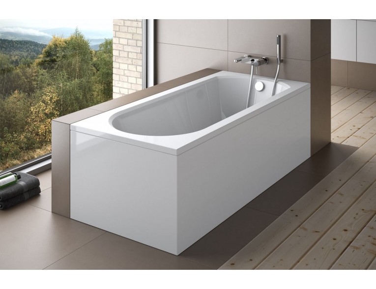 Ванна акрилова Besco Intrica 160x75, пряма + біла панель (екран) + ніжки (WAIN-160-PK-PN)