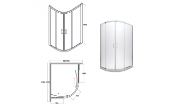 Душова кабіна Besco Modern 120x90x185, графітне скло (MA-120-90-G)