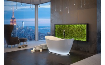 Ванна окремостояча з штучного каменю Besco Viya 160x70, біла глянцева + сифон klik-kak, Мінеральне лиття Mineral DuraBe (WMD-160-V)