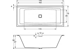 Ванна акрилова Riho Still Square LED 170x75 см, підголівник з права і ліва (BR0200500K00132)