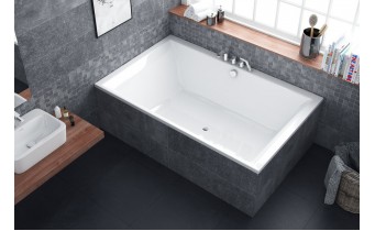 Ванна велика на двох, акрилова Crown LUX 190x120 см, прямокутна, дуо ванна, кутова + 2 два чорні підголівники 
