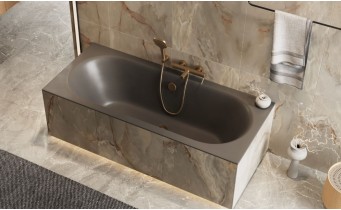 Ванна акрилова пряма Excellent Oceana Slim 160x75 см, Сіра матова / Matt Grey, під забудову, пєдестал, бортик 18 мм Ванна акрилова пряма Excellent Oceana Slim 160x75 см, Сіра матова / Matt Grey, під забудову, пєдестал, бортик 18 мм