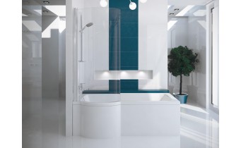 Акрилова ванна з душовою шторкою Besco Inspiro 170x70 L, асиметрична (WAI-170-NLE)
