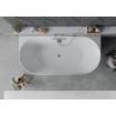 Вільностояча пристінна акрилова слім ванна Oval Slim / Овал Слім 170x80x58 см, біла глянцева, суцільнолита із заокругленими кутами, накладки злив перелив хром, бортик 12 мм, + klick - klack
