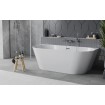 Вільностояча пристінна акрилова слім ванна Oval Slim / Овал Слім 170x80x58 см, біла глянцева, суцільнолита із заокругленими кутами, накладки злив перелив хром, бортик 12 мм, + klick - klack