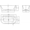 Вільностояча пристінна акрилова слім ванна Oval Slim / Овал Слім 170x80x58 см, біла глянцева, суцільнолита із заокругленими кутами, накладки злив перелив хром, бортик 12 мм, + klick - klack