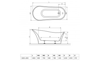 Ванна окремостояча Excellent Mirage+ 180x80 см (WAEX.MRP18WH)