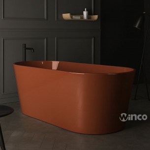Вільностояча овальна ванна із штучного каменю Nic Design Bay 160x80x57 см, Fard глянець, теракотовий (014719072)