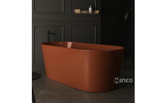Вільностояча овальна ванна із штучного каменю Nic Design Bay 160x80x57 см, Fard глянець, теракотовий (014719072)