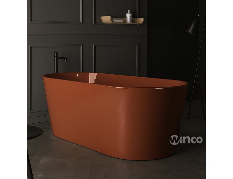 Вільностояча овальна ванна із штучного каменю Nic Design Bay 160x80x57 см, Fard глянець, теракотовий (014719072)