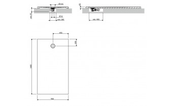Душовий піддон, камяний Omnires Aquarock M+ 90x160 см, антиковзкий, прямокутний, Теракотовий матовий