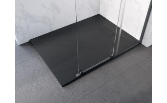 Душовий піддон конгломерат SMC, прямокутний Besco Vexo Black UltraSlim 160x90x2,6 см, Чорний матовий, із структорованою поверхнею Душовий піддон конгломерат SMC, прямокутний Besco Vexo Black UltraSlim 160x90x2,6 см, Чорний матовий, із структорованою поверхнею