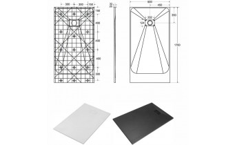 Душовий піддон конгломерат SMC, прямокутний Besco Vexo White UltraSlim 170x90x2,6 см, Білий матовий, із структорованою поверхнею