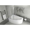 Ванна акрилова Besco Rima 130x85 L, Лівостороння, асиметрична + панель + трьохсекційна душова шторка на ванну