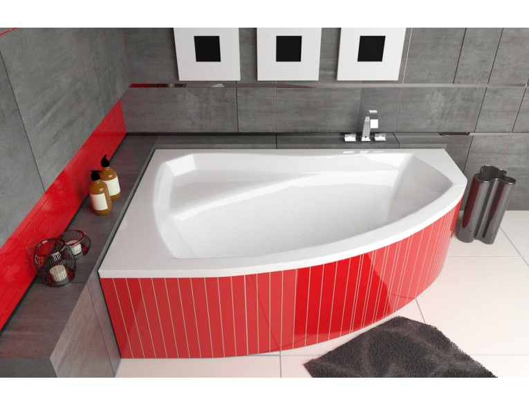 Ванна акрилова Besco Rima 150x95 L, Лівостороння асиметрична + сифон + ніжки (WAR-150-NL-SN)