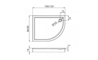 Душовий піддон NEW TRENDY NEW MAXIMA L 120x85x14 см (B-0376)