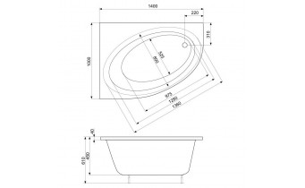 Акрилова ванна Roca Orbita 140x100 L см, асиметрична + ніжки, Лівостороння (A24T185000)
