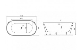 Окремостояча ванна Polimat UZO 160x80, рожева + ніжки (00438)