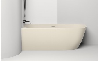 Окремостояча пристінна ванна з штучного каменю Water Stone Dea Wall Corner L / Діа Волл кутова, лівостороння 170x85x65 см,Капучіно матовий, суцільнолита, клапан клік-клак колір ванни