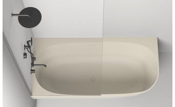 Окремостояча пристінна ванна з штучного каменю Water Stone Dea Wall Corner L / Діа Волл кутова, лівостороння 170x85x65 см,Капучіно матовий, суцільнолита, клапан клік-клак колір ванни