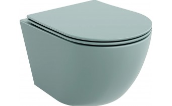 Унітаз безобідковий Mexen Lena Rimless з тонким сидінням soft-close, Duroplast Super Slim, 48х36 см , світло-зелений матовий Унітаз безобідковий Mexen Lena Rimless з тонким сидінням soft-close, Duroplast Super Slim, 48х36 см , світло-зелений матовий