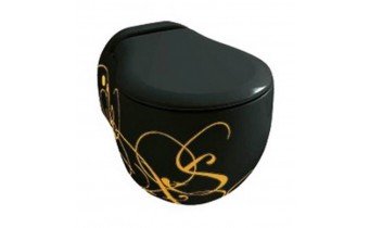 Підвісний унітаз ArtCeram Blend, gold lettering on black (BLV0010306) Підвісний унітаз ArtCeram Blend, gold lettering on black (BLV0010306)