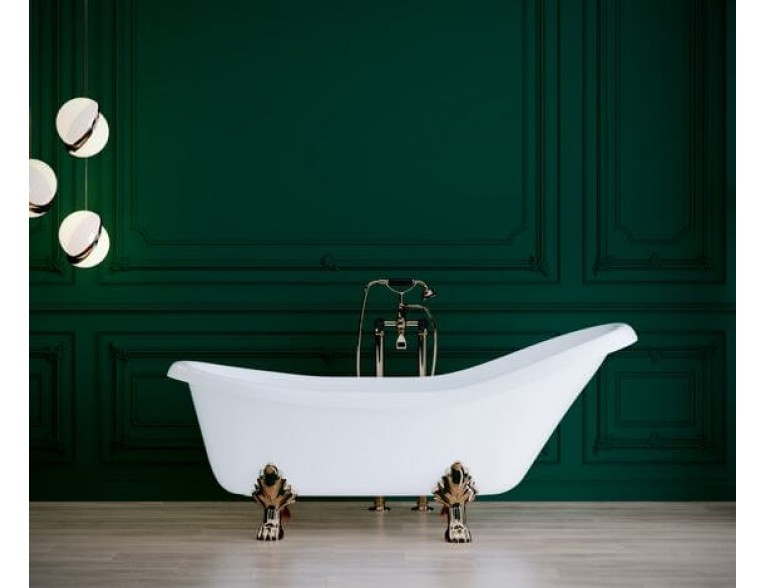Окремостояча овальна ванна з мармуру Dremex Coco Gold 179x80,5x78,8 см, Gelcoat, білий глянцевий + сифон + ніжки