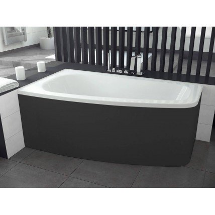 Ванна акрилова Besco Luna 150x80 L, асиметрична + чорна панель (WAL-150-NL-BL)
