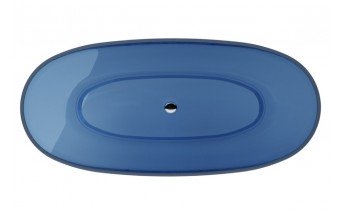 Ванна овальна окремостояча з матеріалу ResiCast Besco Mexa Blue Wave 170x78x55 см, + сифон Chrome, Синя хвиля, прозора ванна (WAM-170-BWC)
