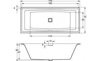 Ванна акрилова Riho Still Square LED 170x75 см, підголівник з права і ліва (BR0200500K00132)