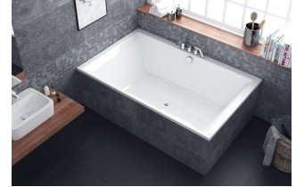 Ванна велика на двох, акрилова Crown LUX 190x120 см, прямокутна, дуо ванна, кутова + 2 два чорні підголівники 