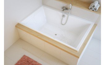 Ванна велика на двох, акрилова Crown LUX 190x120 см, прямокутна, дуо ванна, кутова + 2 два чорні підголівники 