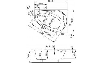 Ванна акрилова Vagnerplast Flora 150x100 см R, Правостороння (VPBA151FLA3PX-01)