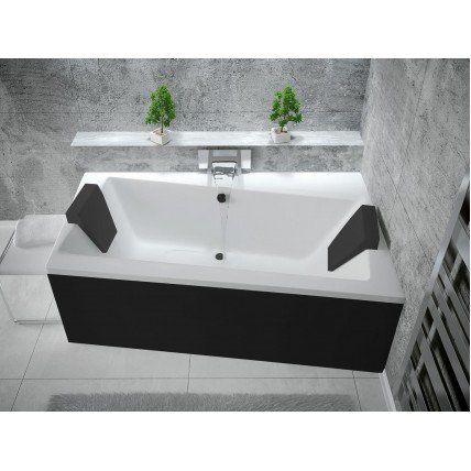 Ванна акрилова Besco Infinity 160x100 R, Правостороння, асиметрична + чорна панель + два чорних підголівника (WAI-160-NP-BL)