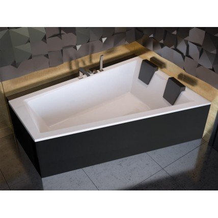 Ванна акрилова для двох осіб Besco Intima Duo 170x125 R, Правостороння, асиметрична + чорна панель + два чорних підголівника (WAID-170-NP-BL)