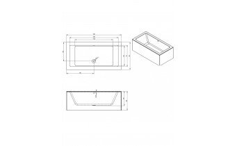Акрилова ванна Riho Lugo Plug & Play 180x90 R, пряма + ніжки (BD65005)