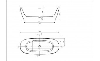 Окремостояча акрилова ванна Riho Omega Back2wall 170x80 з сифоном click / clack + ніжки (BD25)