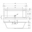 Акрилова ванна Riho Rethink Cubic 170x75 пряма, матова з сифоном click / clack (BR07105)