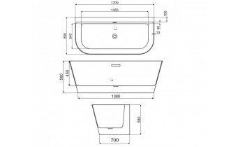 Окремостояча акрилова ванна Rea Olimpia 170x80 з сифоном click / clack (REA-W0633)