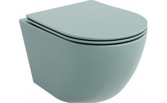 Унітаз безобідковий Mexen Lena Rimless з тонким сидінням soft-close, Duroplast Super Slim, 48х36 см , світло-зелений матовий Унітаз безобідковий Mexen Lena Rimless з тонким сидінням soft-close, Duroplast Super Slim, 48х36 см , світло-зелений матовий