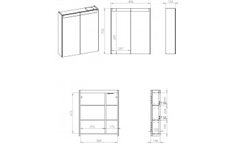 Підвісна тумба з дзеркалом у ванну (дзеркальна шафа) Elita Special 60 2D TECHNOBOX + LED, 60,6x70x15,2 см (168924)