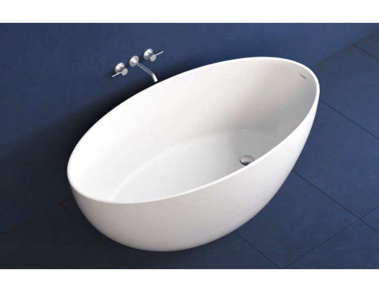 Окремостояча овальна ванна з мармуру Dremex Goya 160x85x62,5 см, Gelcoat, білий матовий