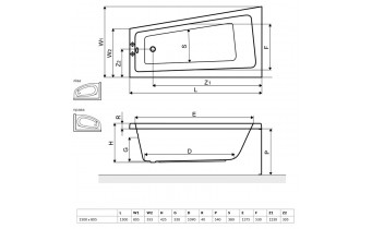 Ванна Radaway Evia 150x80 L + ніжки (WA1-44-150×080L)